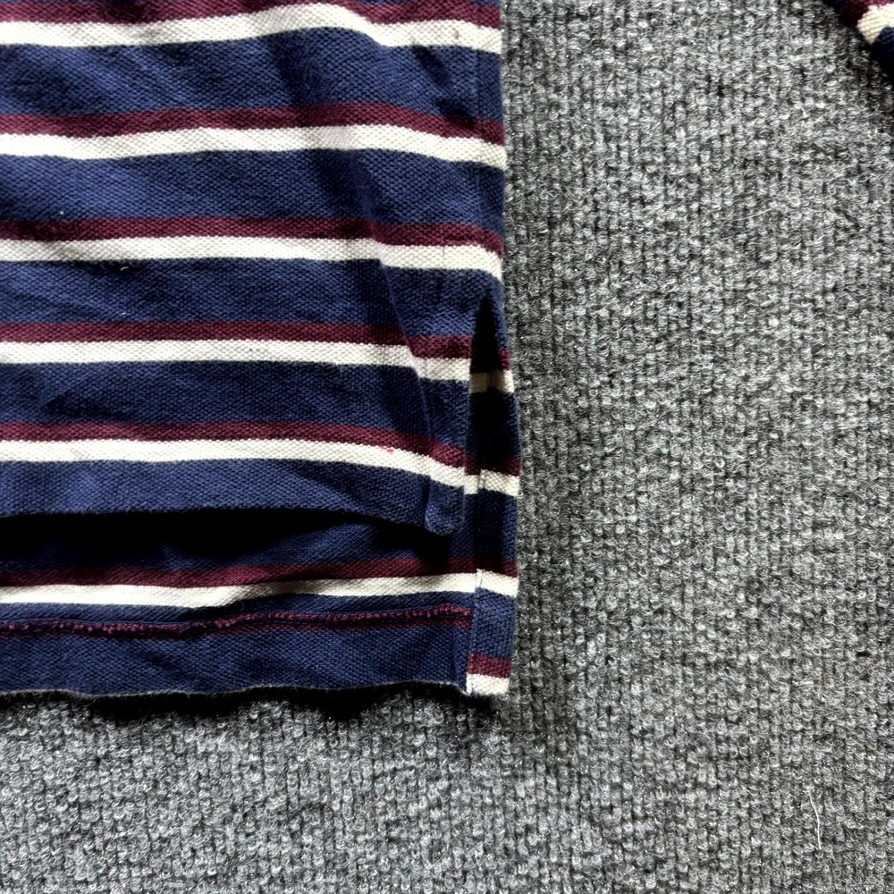 Vintage Polo Ralph Lauren Shirt Men's Large Blue Striped Knit Cotton Pony Logo - Picture 3 of 13
